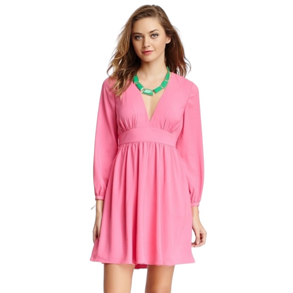 Juicy Couture Pink Boho V-Neck Boho Dress with  Long Sleeves - Barbie Pink - 4